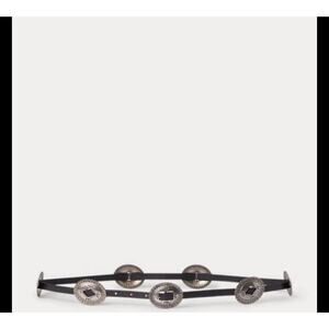 NWT Lauren Ralph Lauren Black and Silver Concho western skinny Belt M